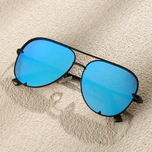 Y2K Fire Mirror Lens Glasses | Retro Sunsets & Street Style Vibes - Blue Mirrored Lenses & Black Frame Design