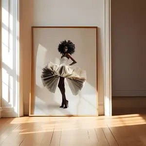 Black Woman Reading Art, African American Wall Art, Ethnic Female Portrait Print, Black Woman Poster, 5 Size, 8x12 to 27x40 inch, Room Decor, Unframed