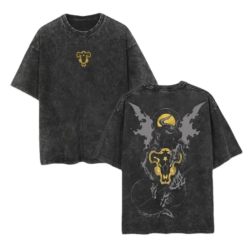 valentine shirts Retro Heavy Limited Black Bull - Black Clover Anime Double Printed Vintage Washed Tee Unisex Oversize Anime Manga Washed Heavyweight Cotton T-shirt, Gift For Anime Fan, Anime Lover