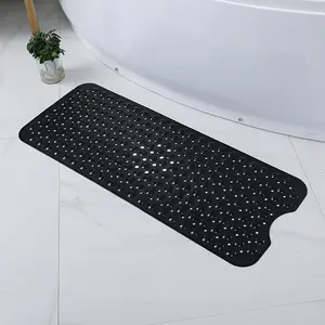 Solid Color Non-Slip Bath Mat with Suction Cups and Drain Holes Made of Soft PVC Waterproof Anti-Skid Floor Mat Easy to Clean Machine Washable for Bathroom Home Decor