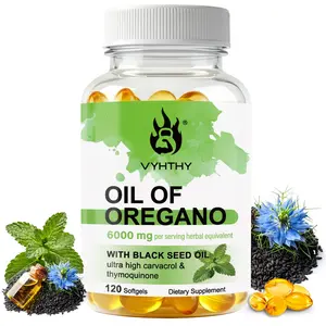 VYHTHY Oil of Oregano with Black Seed Oil 6000mg – High Potency Carvacrol & Thymoquinone Complex – Immune Support, Gut Health & Digestive Cleanse Supplement – Non-GMO, Smooth Softgels