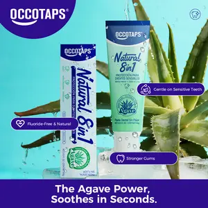 OCCOTAPS Agave Natural Herbal Toothpaste | Blue Agave Extract | Brighten Teeth & Strengthens Enamel |Fluoride-Free | Probiotics + Mint | With Niacinamide