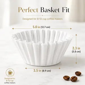 [SummerWins]8–12 Cup Basket Coffee Filters, 200 Count, Mini Coffee Filter Papers, Natural White Disposable Filters for Drip Coffee Makers, No-Bleed, Easy Fit Design