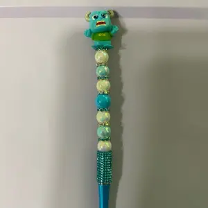 Scary Monster Pen with Blue and Green Beads and "OK" Text on Top