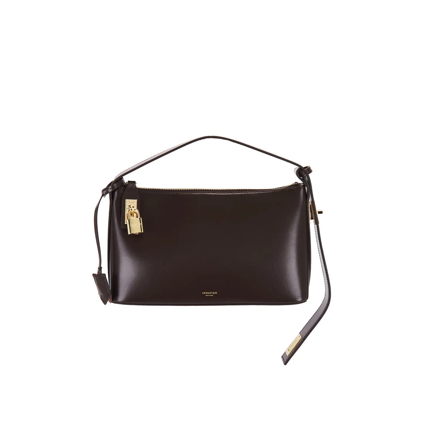 VERAFIED Hobo Bag in Dark Brown & Gold