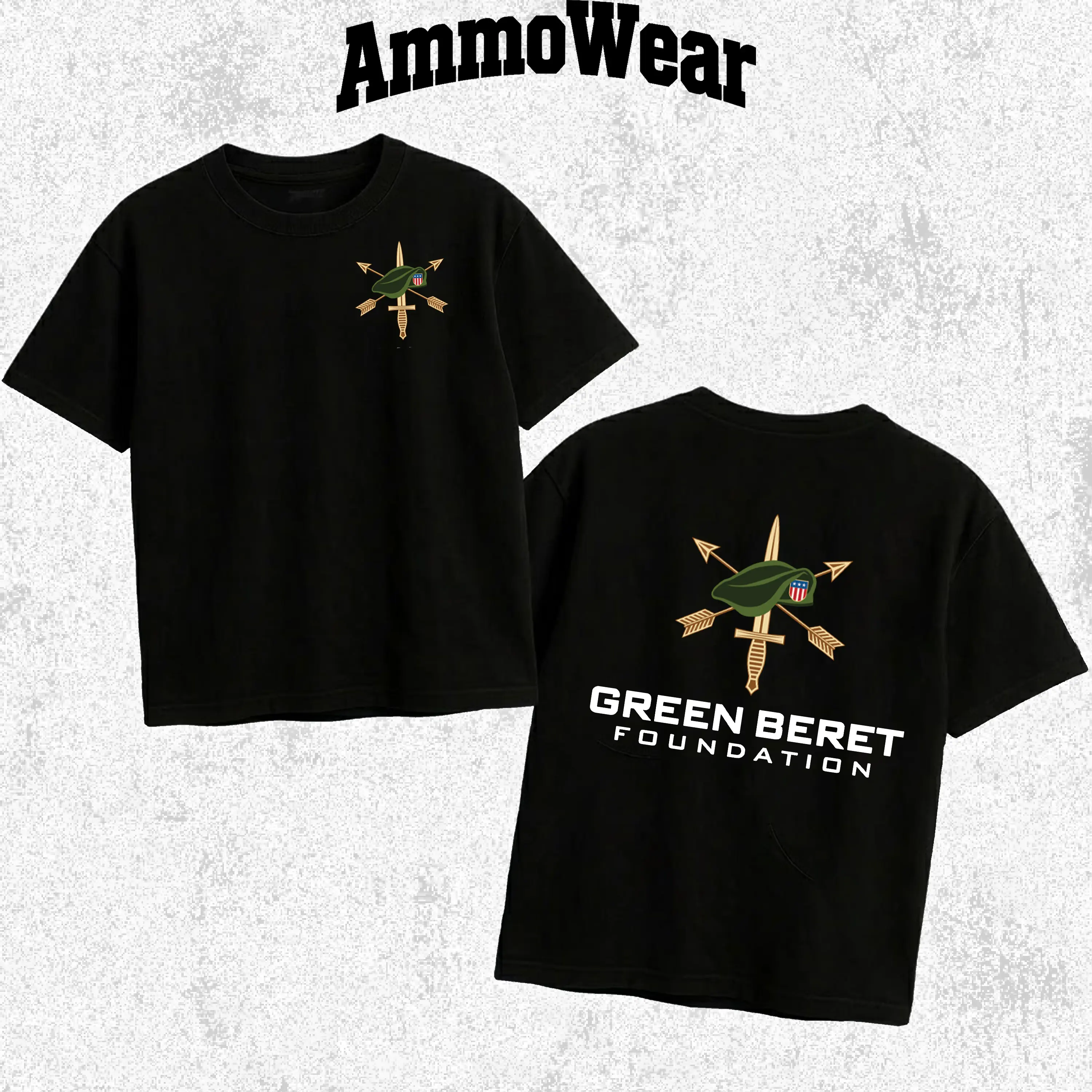 Green Beret Foundation Graphic Tee, US Army Special Forces T-Shirt, Military Veteran Apparel, Tactical Dagger Crossed Arrows Top, Unisex Casual Black Short Sleeve Everyday Shirt, Armed Forces Supporter Gear