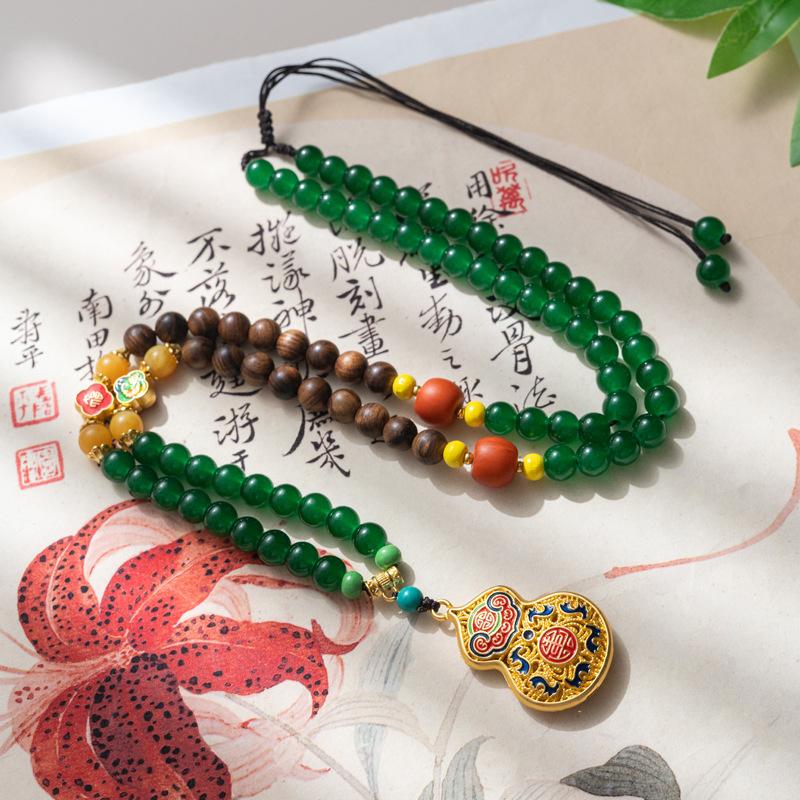 Sweater Chain, Longevity, Gathering Blessings and Ensuring Safety. Longevity Lock, Gourd, Traditional Chinese Style. Luck Enhancement. Taoist Priest Consecrated. Jewelry Necklace
