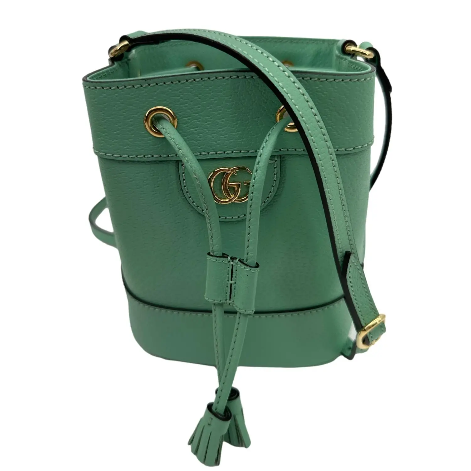 Pre-owned GUCCI Leather Bucket bag Ophidia Mini Green 550620