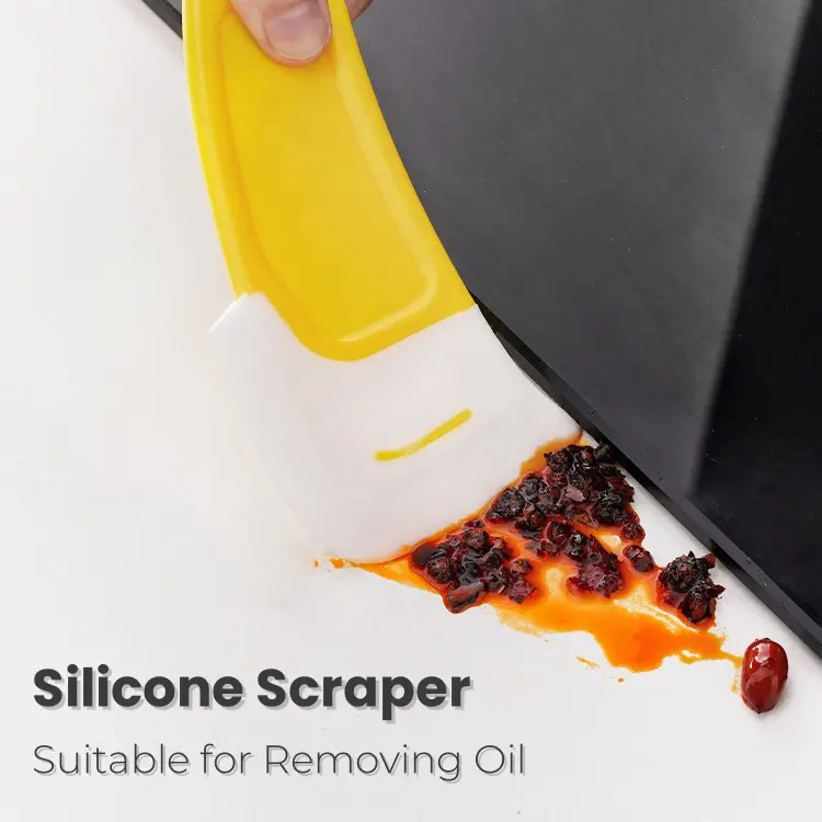 3 Counts Silicone Scraper for Cleaning Pots Dishes Pans,3D Printer Silicone Scraper,Remove Food Rubber Spatula Tools for Cleaning/Mixing/Baking/Cooking,Non Stick Kitchen Scraper for Removing Oil