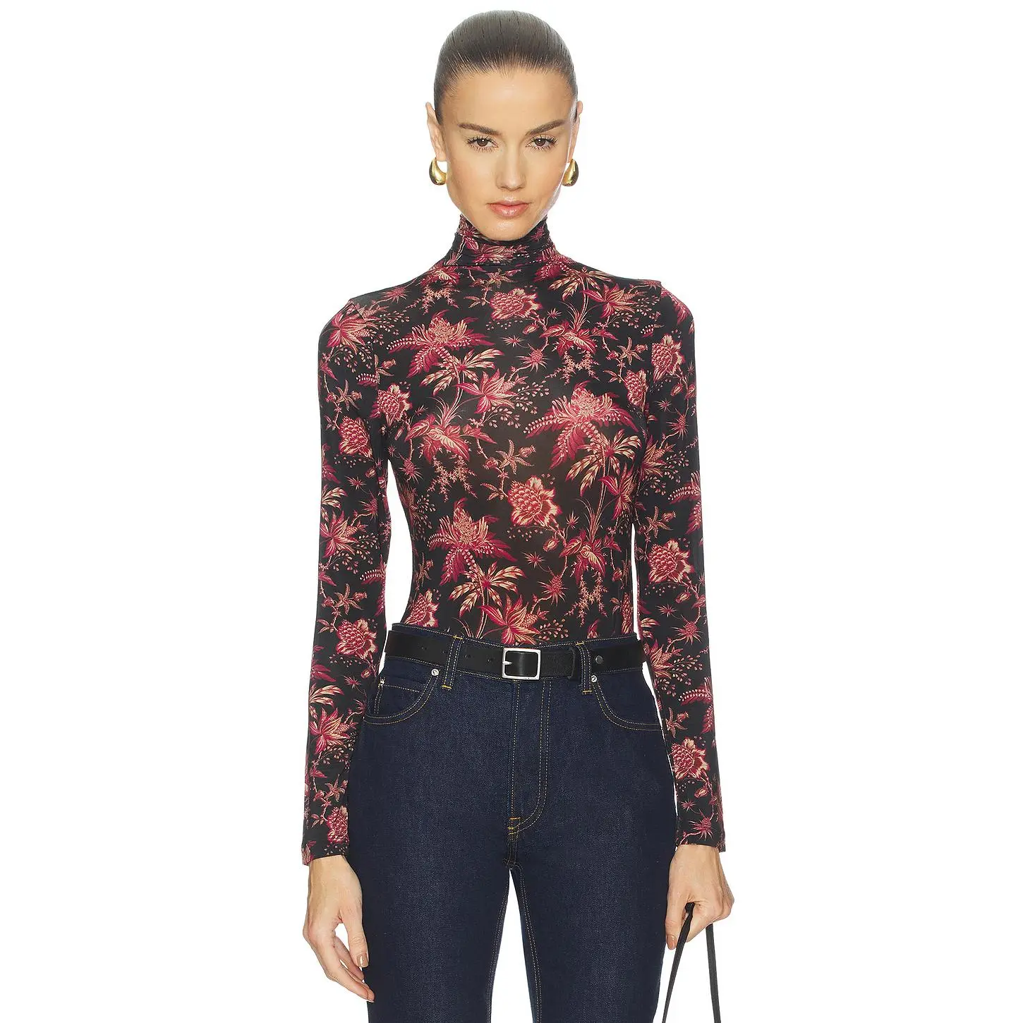 Ulla Johnson Aurelia Turtleneck Top in Midnight Lily