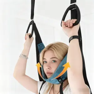 Adjustable neck stretch belt Ergonomic cervical traction device comes with support fit neck curve mild tension relief sedentary bow stiffness soreness home office gym travel portable cervical relaxation