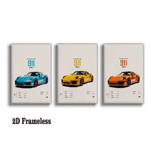 3-Piece Set, Racing Poster Wall Art, Canvas, 911 GT3 RS Turbo Carrera Poster, Wall Decoration, Canvas Art, Perfect for Boys' Rooms, Men's Lounges, Garages, and Bedrooms, 2D Flat Unframed Canvas Poster
