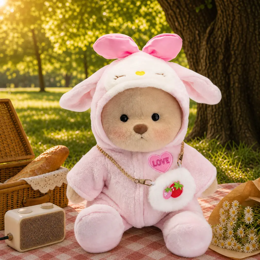 Getahug 12-inch Teddy Bear Plush Toy | Perfect as a gift for girls or girlfriends, full of summer vibes, comes with interchangeable outfits: plush hat, blue shark, pink dinosaur, plush elephant, and heart-shaped sweater. Medium. Build-A-Bear