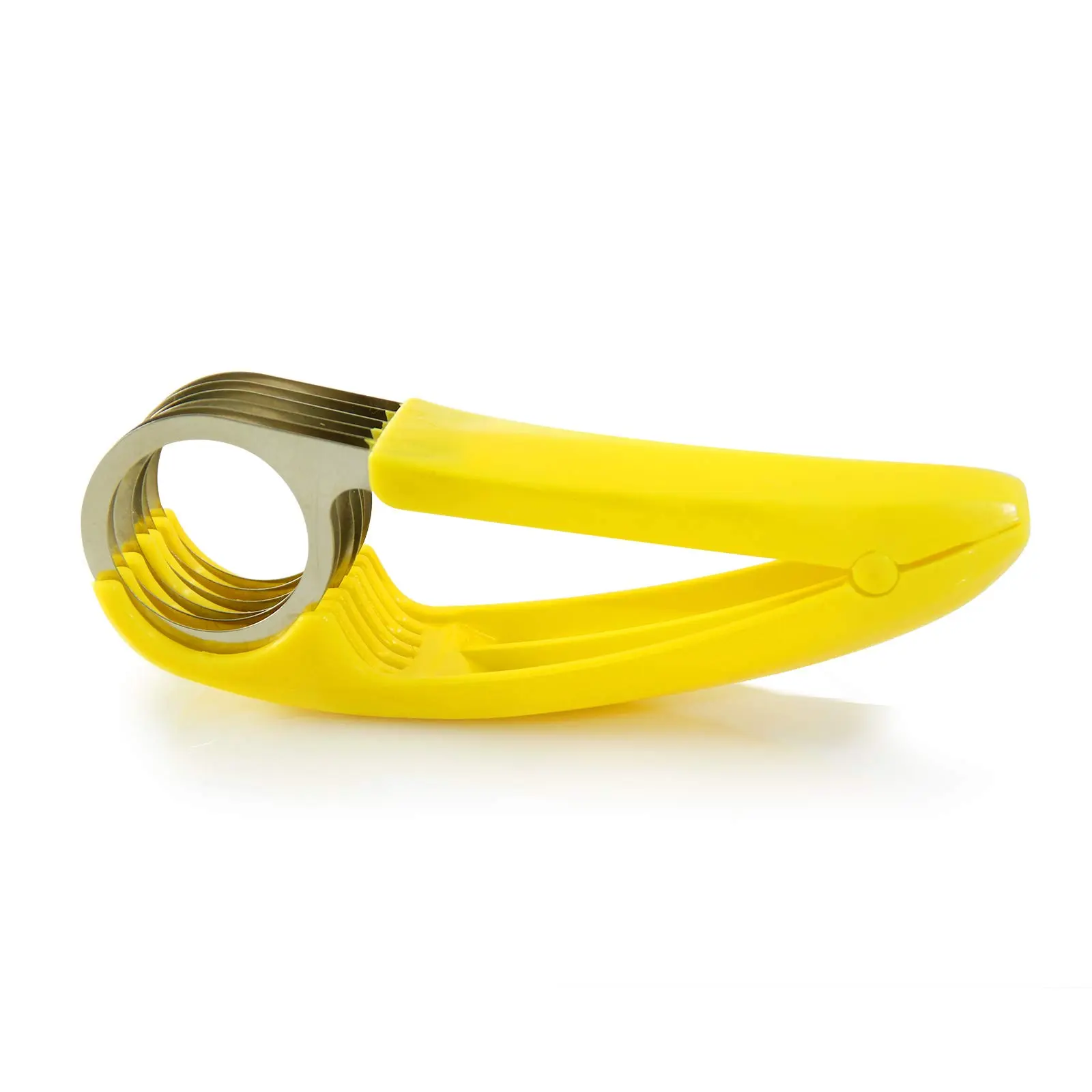 Banana Slicer & Fruit Cutter with Handle - ABS Stainless Steel Fruit Salad Cutter for Bananas Strawberries & Grapes - Quick Slice Kitchen Gadget - Portable Multipurpose Salad Tool