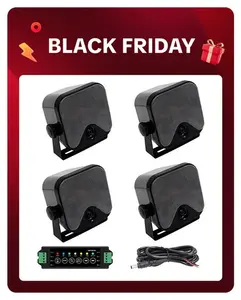 Bluetooth 4-inch 240-Watt Waterproof Outdoor Speakers for Golf Carts, Motorcycles, ATVs, UTVs, Boats, Trucks (2 Pair, Black/White)