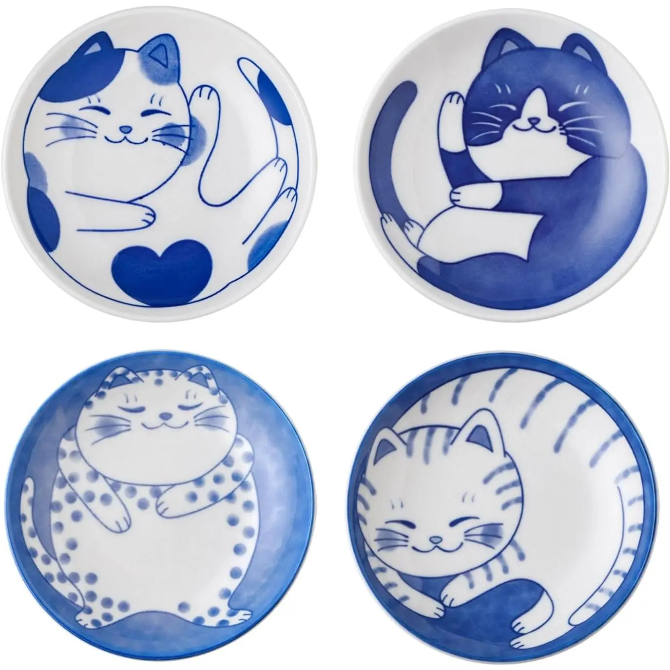 Small Cute Ceramic Dishware Sets, Kawaii  Plates, Blue Shushi Plate Set Of 4,  Plates, Dessert Plates Ceramic