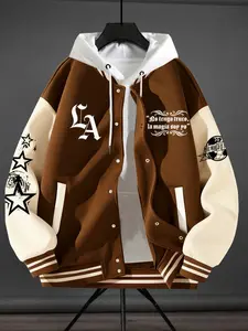 Trendy Baseball Jacket for Men, Geometric Print, Modern Cut, Comfortable Summer Outerwear, Perfect Gift Choice, All Seasons Wear