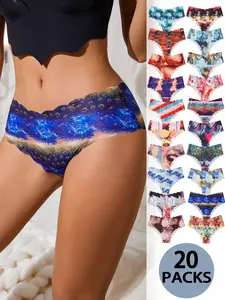 Women's Mid-Waist Ice Silk Underwear, Seamless Breathable Design, Comfort Fit, Casual Daily Wear, S-Xl Sizes Available, Seamless Panties Set