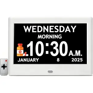 2025 NEW, Digital Clocks, 7'' Dementia Clock with Date and Time for Elderly, Auto-Dimming, 12 Reminders & 6 Alarms, Button & Remote Control, Auto DST, Digital Calendar for Seniors Large Display