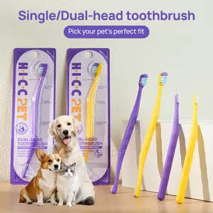 HICC PET Dog Toothbrush, 4°&8° Dual-Angle Ergonomic Toothbrush for Dogs and Cats, Triple Bristle, Deep and Gentle Teeth Cleaning, Gum and Dental Care