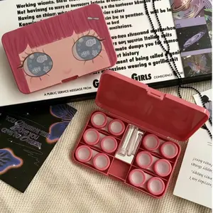 1Pc Multi-grid Contact Lens Case, Portable Fashion Eye Lens Storage Box for Students, Can Hold 6 Pairs of Contact Lenses, Contact Lens Kit