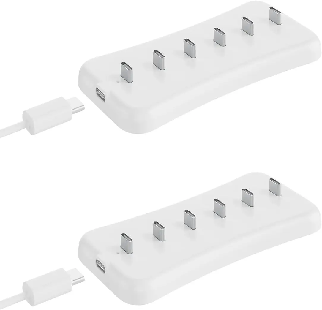 Usb Under Cabinet Lighting charging station with 6 Type-c Charging Ports, 2-Pack, Portable Motion Sensor Light Indoor Multi-Light Storage&Charging Base Save Charging Time Design for Closet Light