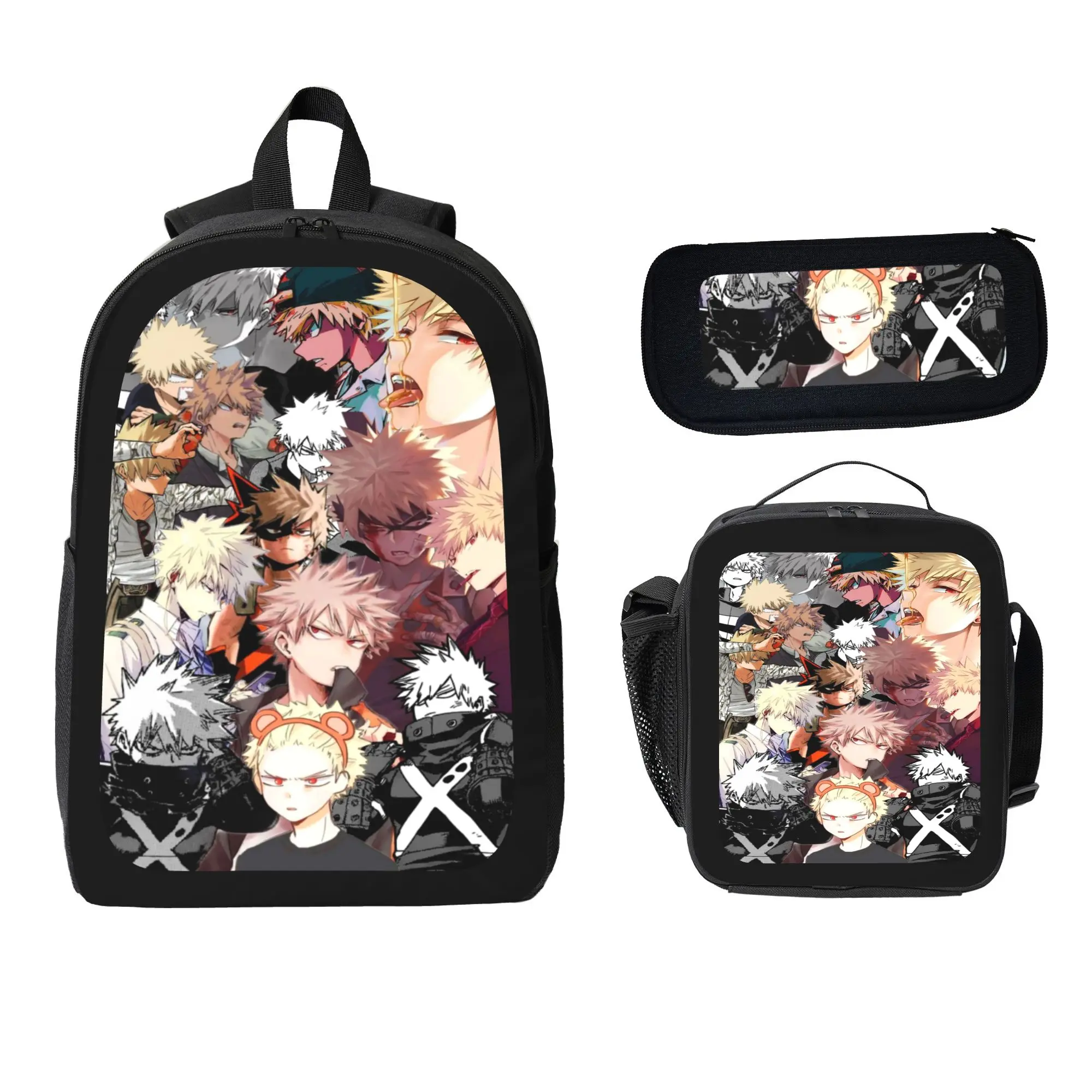My Hero Academia Themed School Set - Backpack, Insulated Lunch Bag & Pencil Case Combo, Heroic Anime-Inspired Design for Kids, Ideal for Back to School & Daily Use