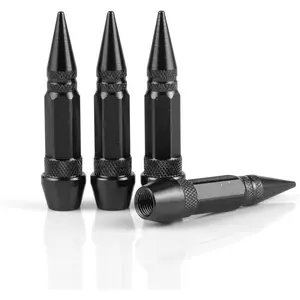 60mm Spiked Valve Caps,Aluminum Alloy Dustproof and Waterproof Tire Valve Stem Caps, Suitable for Cars, Trucks and Motorcycles (4PCS Black)
