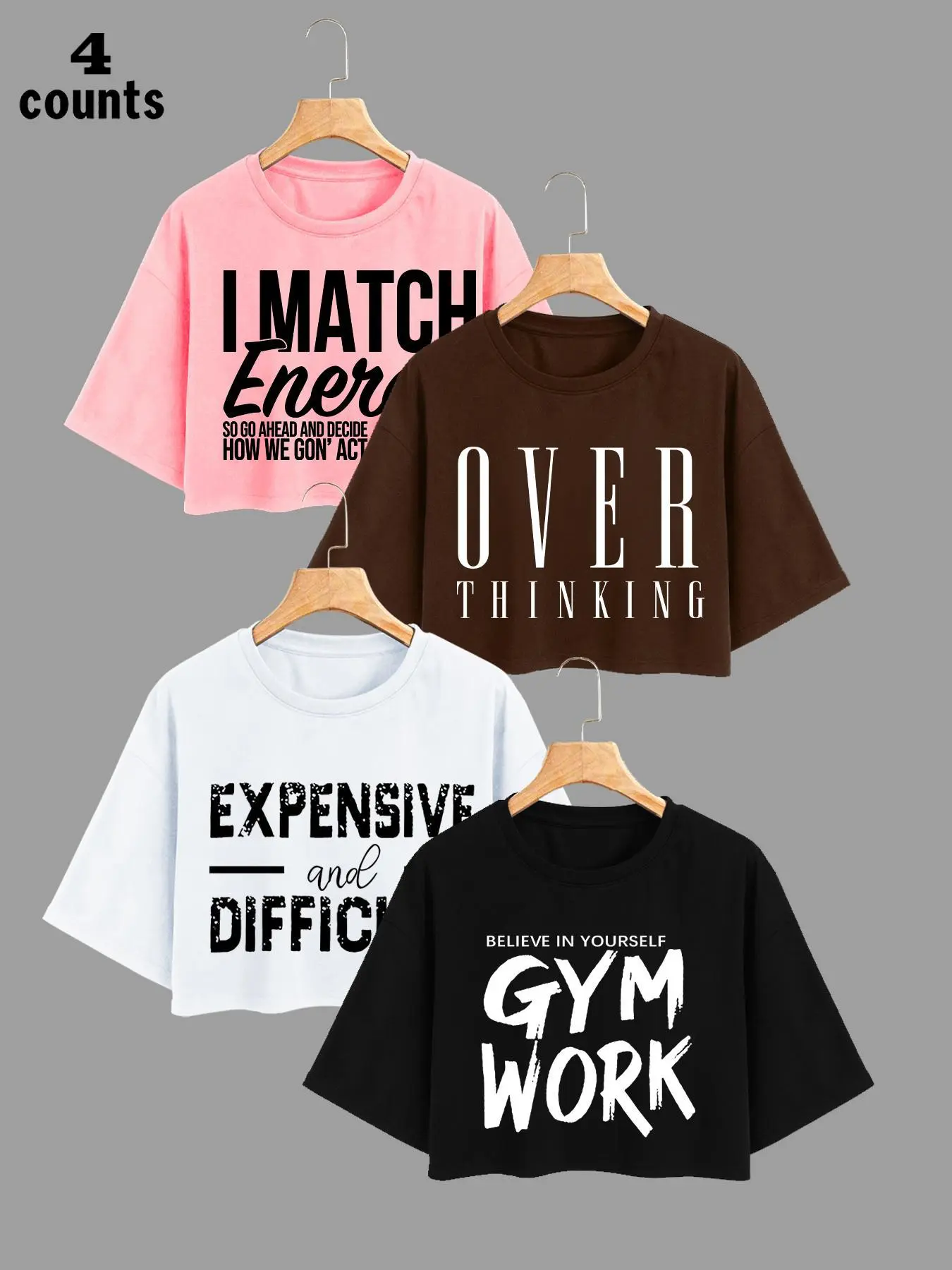 Women's Letter Print Round Neck Drop-Shoulder Short Sleeve Crop Tee, Casual T-Shirt for Summer, Cute Tops for Daily Wear
