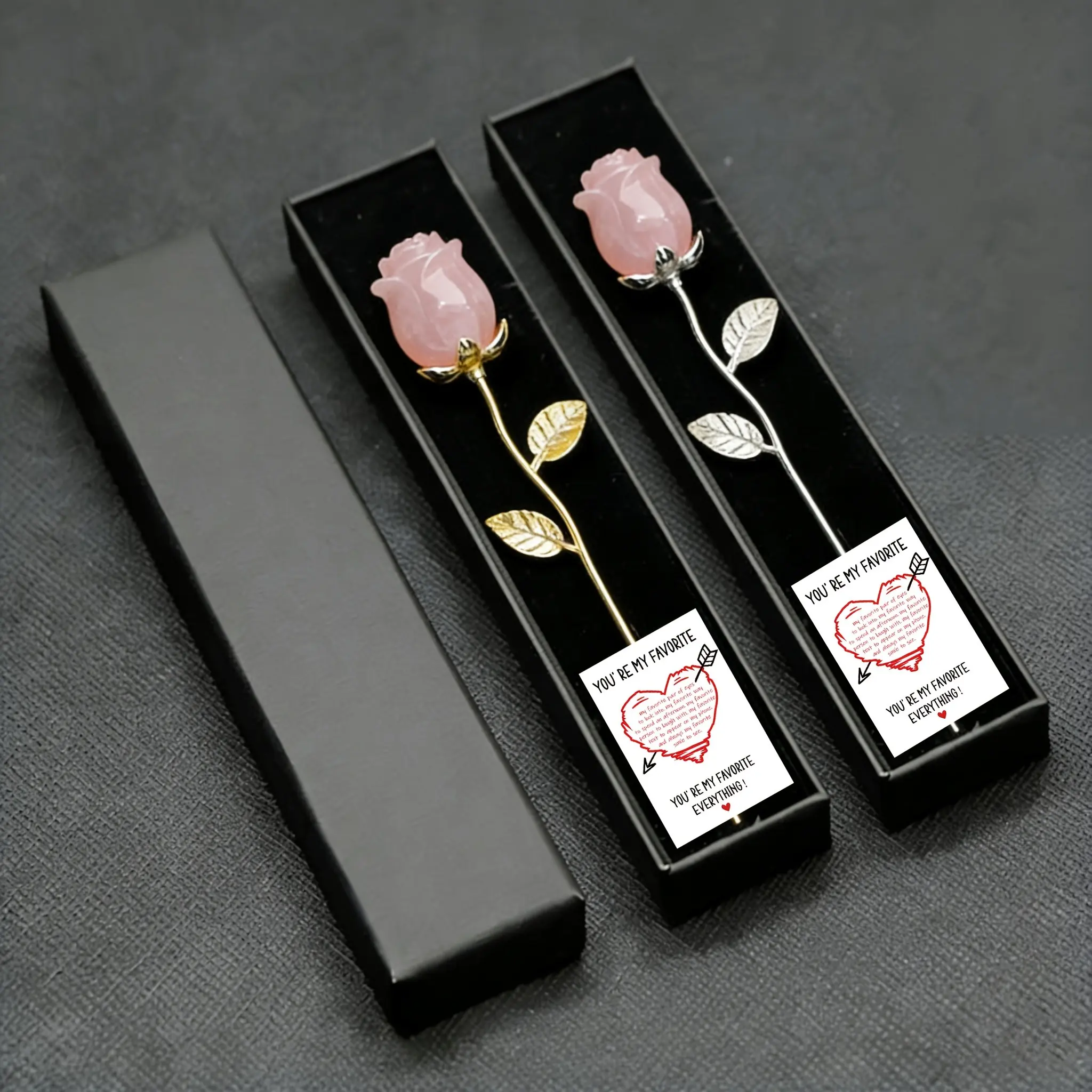 Natural Rose Quartz Rose Flower, Hand Carved Crystal Decoration, Perfect for Valentine's Day, Weddings, Anniversaries, Includes Gift Box & Card, Crystal Carvings, Quartz Crystals, Crystal Decorative Ornaments