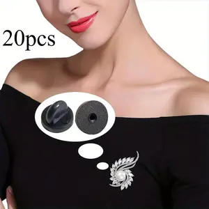 20pcs Black Brooch Pins-DIY Jewelry Accessories for Uniform Badges, Tie Bar Collar Pin Backing, Secure Your Pins with Black Pin Backs