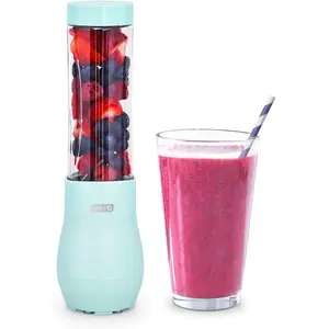 Dash Mighty Mini 10 Oz Compact Personal Bottle Blender with Travel Lid, Aqua