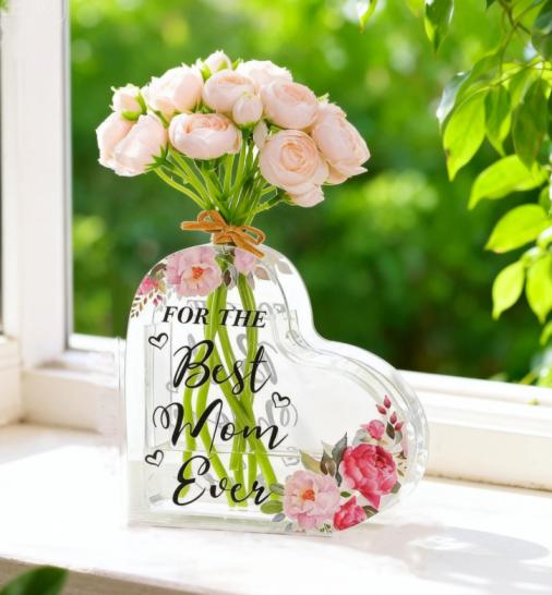 ADISEN Bookend Vase Flowers Clear Book Flower Vase - Floral Bookshelf Decor, Acrylic Coworkers Inspirational Decorative Acrylic Flower Holder & Space-Saving Organizer, Modern Home Office/Study Desk Minimalist Aesthetic (Not Including Flowers)