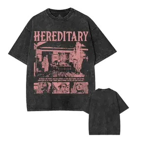 Hereditary Vintage Washed Unisex Washed Heavyweight Cotton T-shirt, Classic Horror Movie T-Shirt, A24, Streetwear Fabric Fit