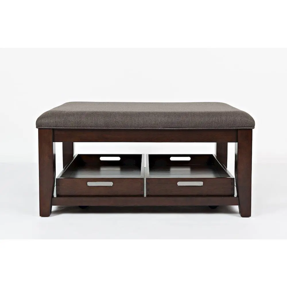 38-Inch Contemporary Upholstered Ottoman Coffee Table, Brown Modern Indoor Furniture for Contemporary Home Decor & Slow Living
