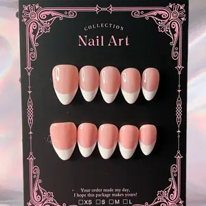 French Tip Press On Nails Nude White Clean Girl Nails Natural Reusable Nail Set Classic Timeless Design Full Kit Included