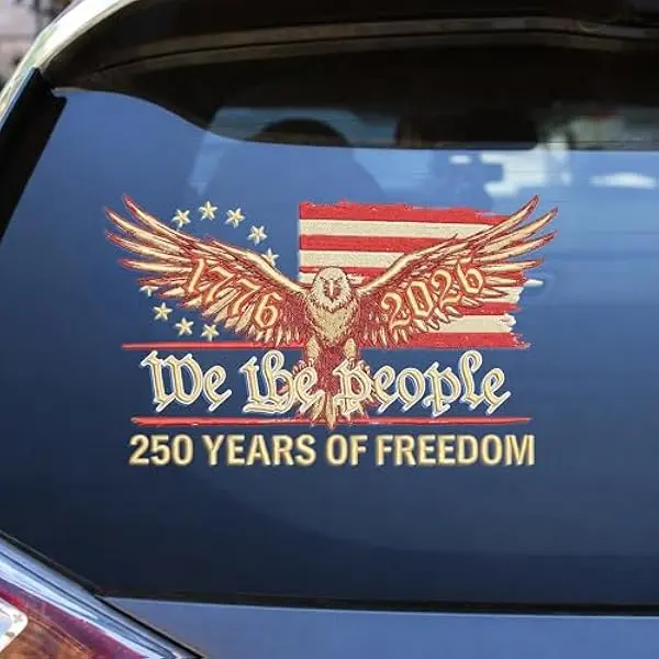 2Pcs We The People America Flag Decal for Car, 250thAnniversary USA Car Decal Sticker, Patriotic Bald 1776-2026 Vinyl for Car, Truck, Window, Laptop, TeacherAppreciation Gifts