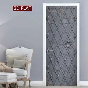 Vintage Metal Texture Door Sticker, 2 Counts Door Sticker, Easy Apply Peel & Stick, Waterproof & Scratch Resistant Decoration Painting for Home, Kitchen, Bathroom, Bedroom, Ornaments, Wall Decal, Decorative Decal
