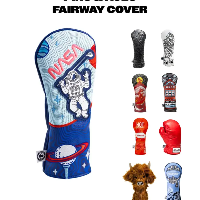 Pins and Aces- Golf Fairway Headcovers - Fairway Wood Head Covers Unique Fun Designs Durable Premium Construction Reinforced Stitching Soft Protective Interior Fits Callaway, Titleist, Ping, PXG, Nike, TaylorMade Fun, Cute, Trendy Style