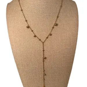 Camila Necklace  – Stainless Steel Gold Beaded Necklace with Adjustable Extender