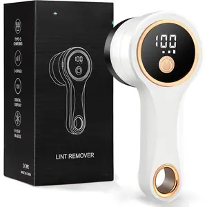 Rechargeable Fabric Shaver,Lint Remover with Digital Display,Electric Portable Sweater Shaver Lint Shaver with 3 Speeds,6 Leaf ,Remove Pilling from Clothes,Furniture, Couch, Sweater, Blanket...