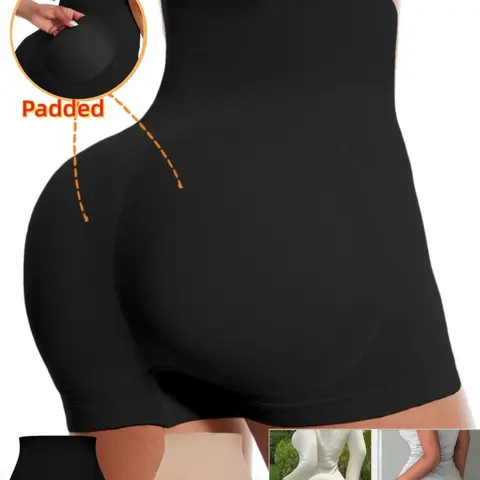 Women Butt Lifting Padded Seamless Shapewear Shorts, Crop Hiigh-Waist Tummy Control Pants, Tight Fitness Pants With Removable Sponge Pad, Anti-Sagging Briefs, Compression, Sexy Buttock Enhancer, Body Shapewear Bottoms