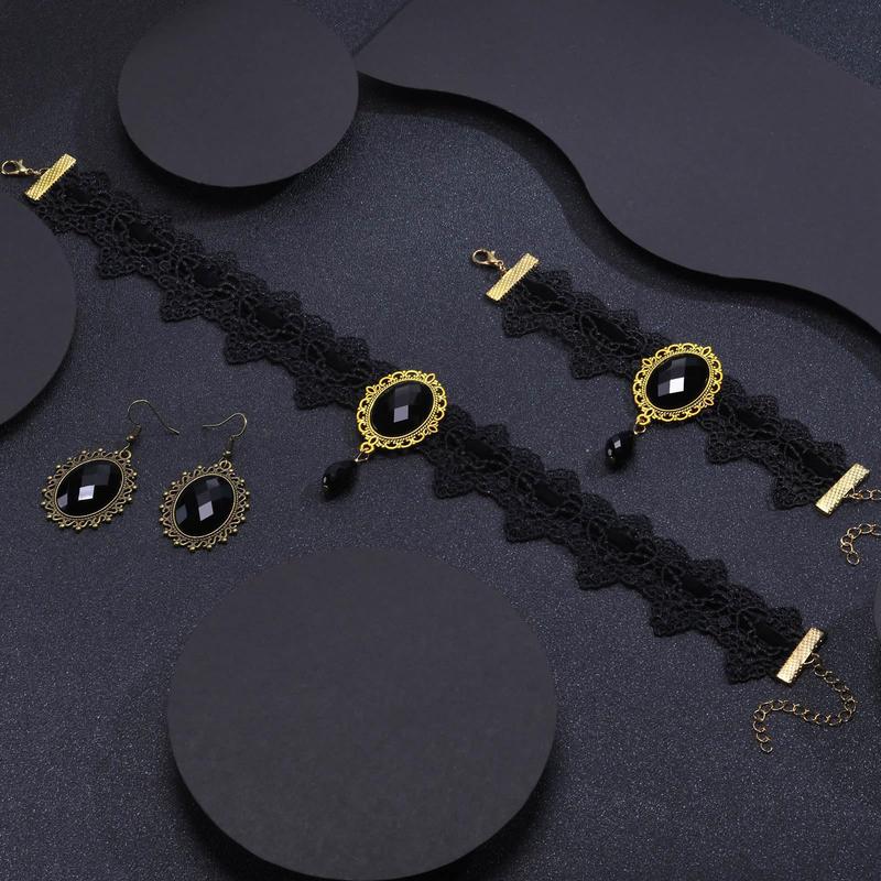 Halloween Ghost Jewelry Set Beaded BOO Pumpkin DIY Pendant Necklace Drop Earrings Gothic Lace Vampire Pendant Chain For Costume Party 16in+2in Extension Halloween Ghost Jewelry Set Beaded BOO Pumpkin DIY Pendant Necklace Drop Earrings Gothic Lace Vampire Pendant Chain For Costume Party 16in+2in Extension