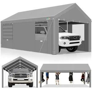 COBIZI Carport 10x20 Heavy Duty Portable Garage, Canopy with 4 Roll-up Ventilated Mesh Windows & 2 Removable Sidewalls