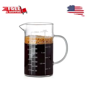 500ML 2 CUP Glass Liquid Measuring Cup With Handle (OZ, Cup, ML/CC)