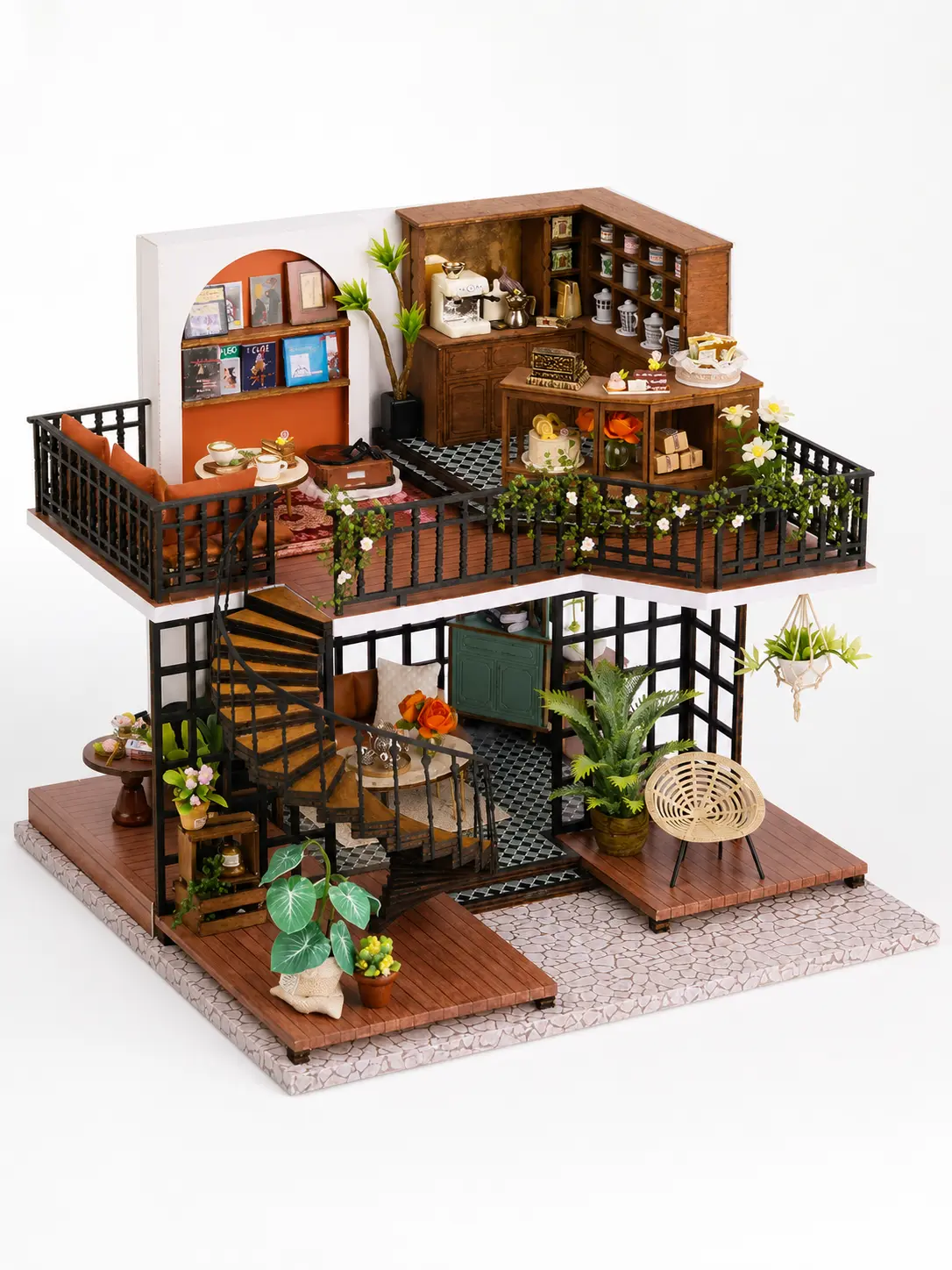 Spilay 1:24 Scale Unisex Manual DIY Miniature Dollhouse Kit - Eco-Friendly Wooden Parts, 9.05*3.93*7.87in Modern Villa, Dust Cover, Music Box, Complete Accessories, Handicrafting Set for Adults, Miniature Things Valentine's Day Gift LV001, Over 14+