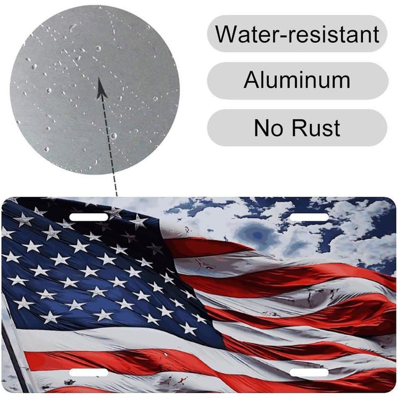 US Flag License Plate Frames for Women Universal Aluminum Us Car Tag Frame Personalized License Plate Cover with 4 Holes Cute Car Plates Frame Rustproof Front Plates Holder 6x12 Inches
