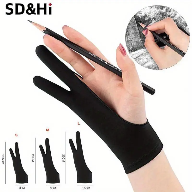 Anti-touch Two-Finger Hand Painting Gloves For Tablet Digital Board Screen Touch Drawing Anti-fouling Oil Painting Art Craft Supplies Artist Supplies Painting Accessories