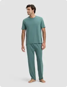 Cozy Earth Men’s First Layer Pajama Tee & Pant Set | Ultra-Soft Bamboo Viscose & Supima Cotton Lounge Set