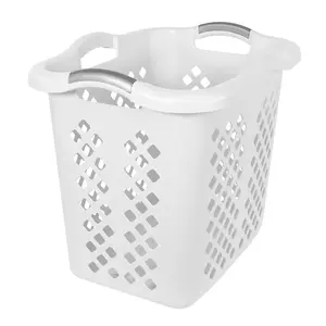 2 Bushel Lamper Plastic Laundry Basket with Silver Handles, White, Adult / Tween